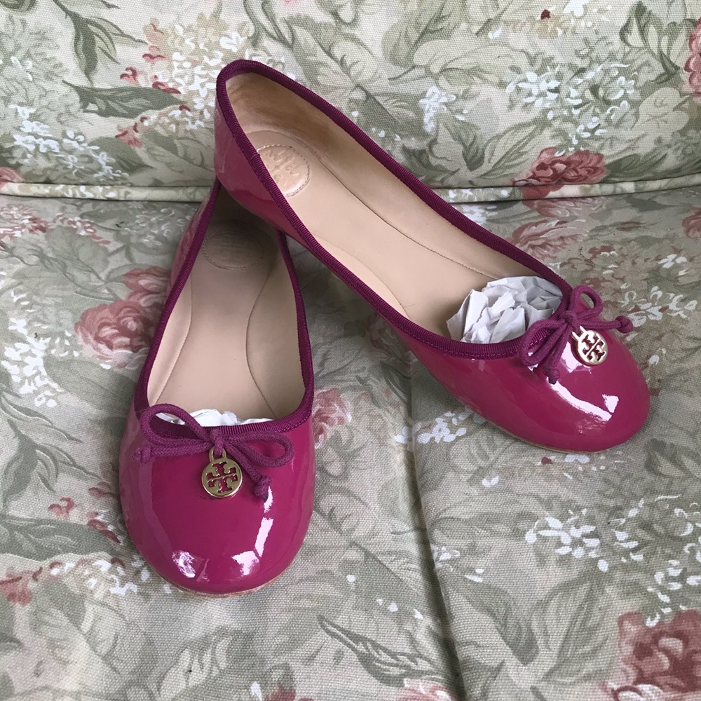 TORY BURCH PATENT CHELSEA BALLERINA FLATS WOMENS 8